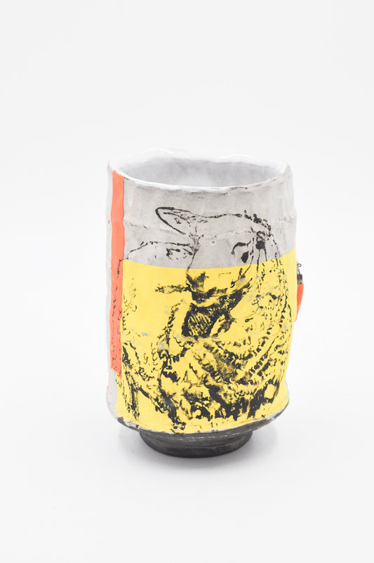 Large Cup - yellow sheep, pink bee
